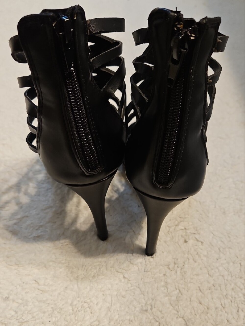 Black Strappy Gladiator High Heel Sandals - Picture 7 of 11